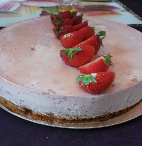 Bavarois fraise-menthe poivree 