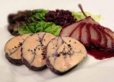 Foie gras d oie au vin rouge