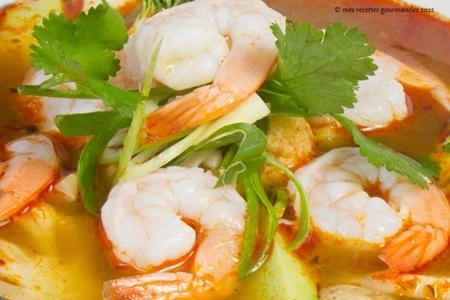 Nouilles chinoises aux gambas pimente