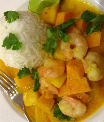 Red thai curry de crevettes et mangue 2009